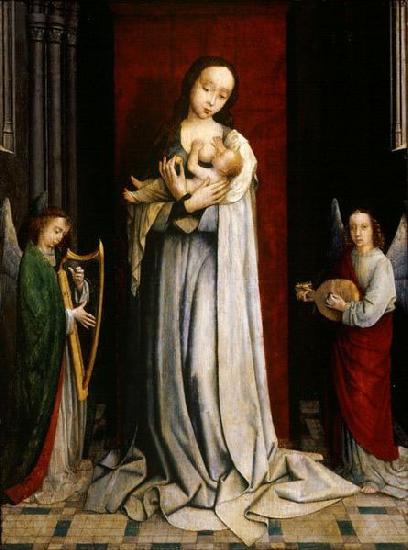 Gerard David Madonna and Child with Two Music Making Angels oil painting image